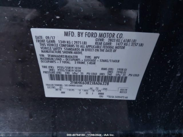 2FMHK6D82JBA06328 Ford Flex Limited