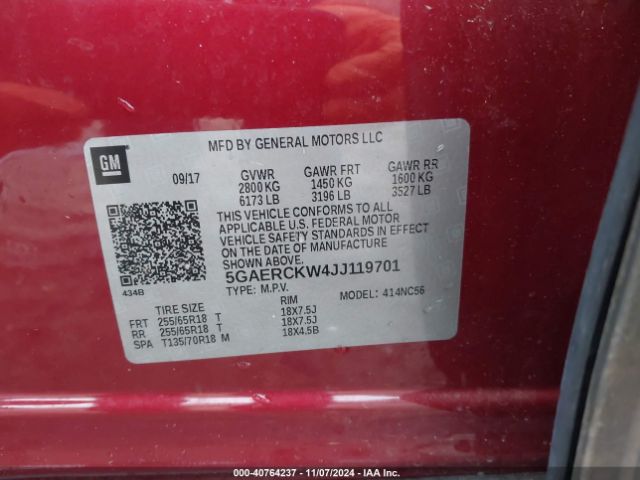 5GAERCKW4JJ119701 Buick Enclave Premium