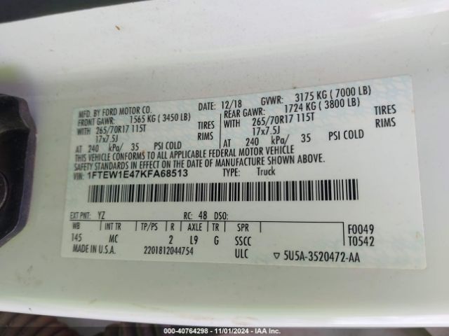 2019 FORD F-150 1FTEW1E47KFA68513 Photo 8
