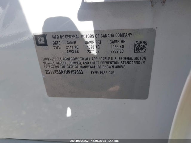 Chevrolet Impala 1fl 2017 2G11X5SA1H9157663 Image 9