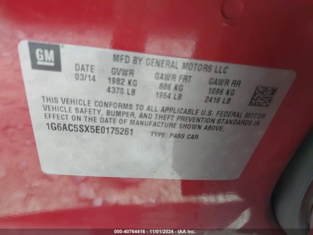 1G6AC5SX5E0175261 Cadillac Ats Performance