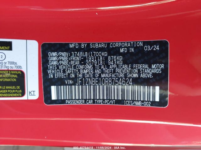 2024 TOYOTA GR86 JF1ZNBE10R8754624 Photo 8