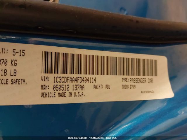 1C3CDFAA4FD404114 Dodge DART SE