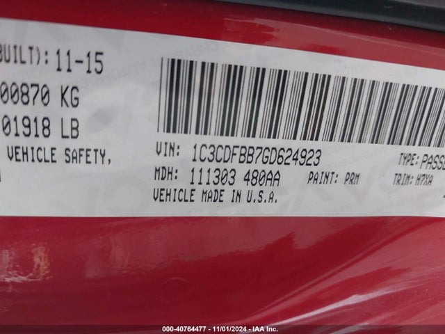 Dodge DART SXT 2016 1C3CDFBB7GD624923 Image 9