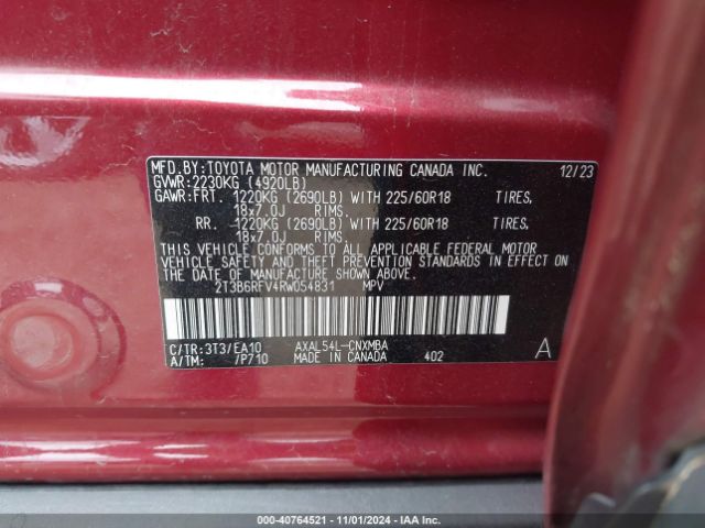 2T3B6RFV4RW054831 Toyota Rav4 Hybrid Xle Premium