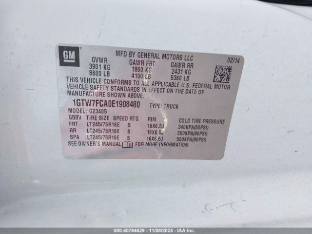 1GTW7FCA0E1908480 GMC Savana 2500 Work Van