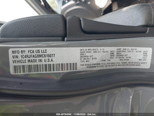 1C4RJFAG8MC615077 Jeep Grand Cherokee Laredo X 4x4