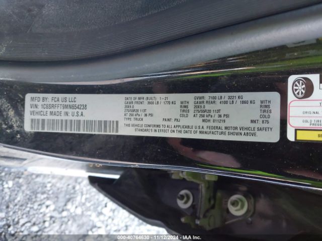 1C6SRFFT9MN654238 RAM 1500 Big Horn  4x4 5'7 Box