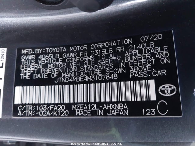 Toyota COROLLA SE 2021 JTND4MBE4M3107848 Image 9