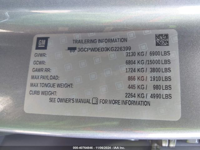 3GCPWDED3KG226399 Chevrolet Silverado 1500 Rst