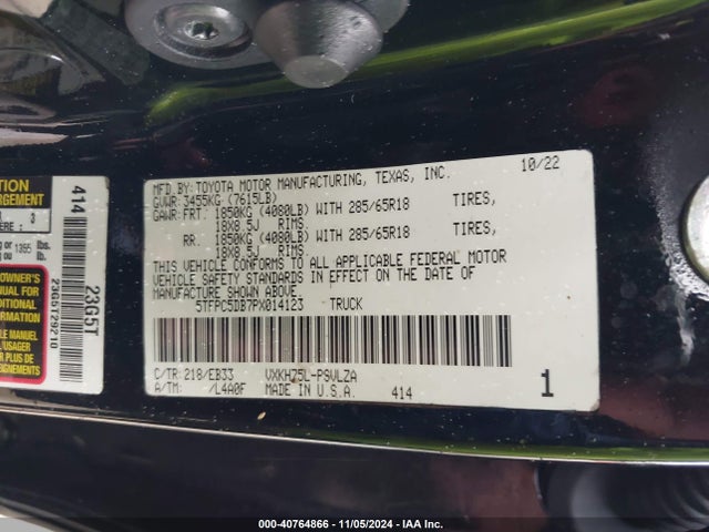 5TFPC5DB7PX014123 Toyota Tundra Hybrid Trd Pro