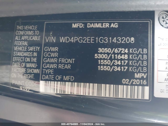 WD4PG2EE1G3143208 Mercedes-Benz Metris