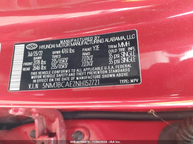 Hyundai TUCSON SEL 2022 5NMJBCAE2NH152721 Image 9