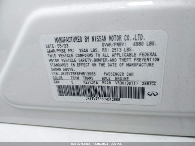JN1EV7BP8PM512668 Infiniti Q50 LUXE