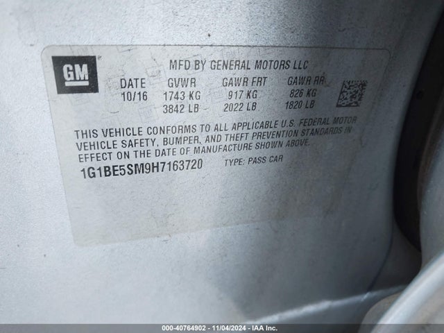 Chevrolet Cruze Lt Auto 2017 1G1BE5SM9H7163720 Image 9