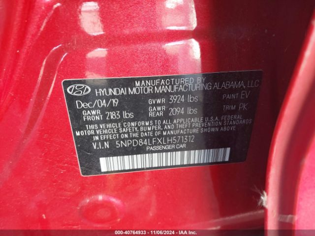 5NPD84LFXLH571312 Hyundai ELANTRA SEL