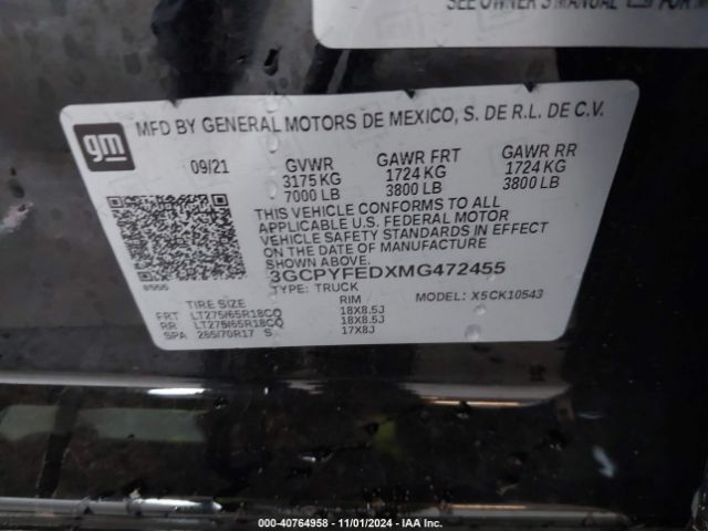 3GCPYFEDXMG472455 Chevrolet Silverado 1500 4wd  Short Bed Lt Trail Boss