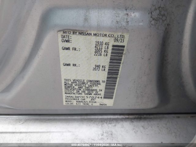1N4AL3AP7FC570244 Nissan ALTIMA 2.5
