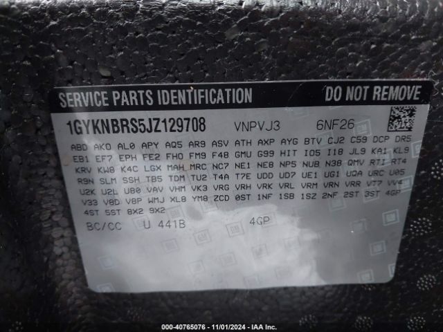 1GYKNBRS5JZ129708 Cadillac Xt5 Standard