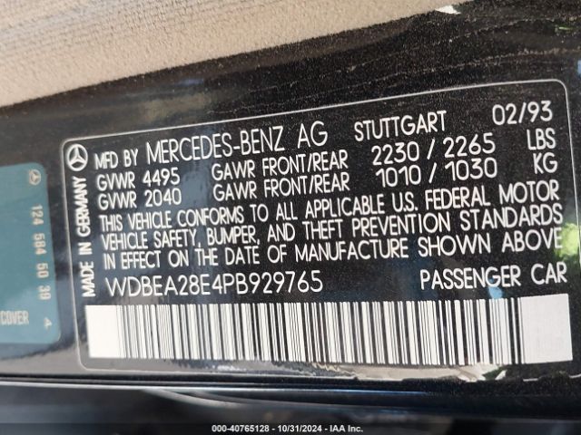 1993 MERCEDES-BENZ 300 WDBEA28E4PB929765 Photo 8