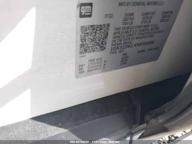 1GKS1DKLXNR354958 GMC Yukon 2wd Denali