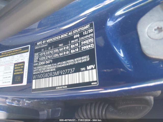 W1N0G8DB3MF927737 Mercedes-Benz Glc 300 Suv