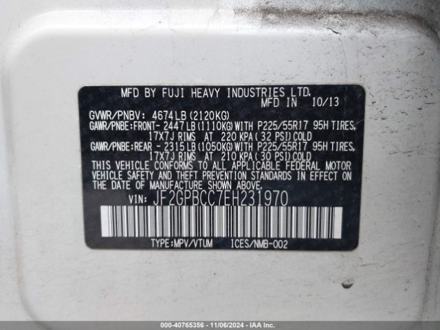 JF2GPBCC7EH231970 Subaru Xv Crosstrek Hybrid 2.0i