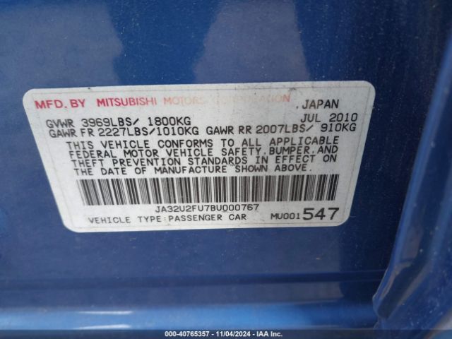 2011 MITSUBISHI LANCER JA32U2FU7BU000767 Photo 8