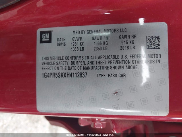 1G4PR5SKXH4112837 Buick Verano Sport Touring