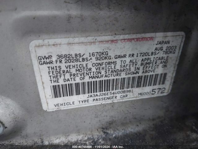 2004 MITSUBISHI LANCER JA3AJ26E54U008981 Photo 8