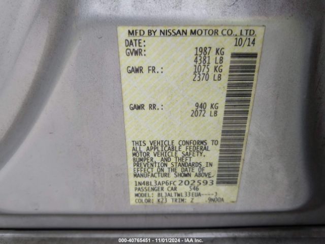 1N4BL3AP6FC202593 Nissan Altima