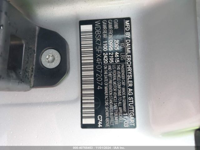 2004 MERCEDES-BENZ SL-CLASS WDBSK75FX4F072074 Photo 8