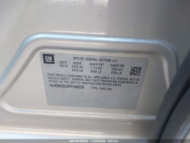 1G4GB5G39FF348239 Buick Lacrosse Leather