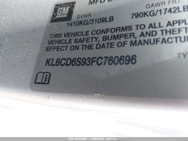 KL8CD6S93FC760696 Chevrolet Spark 1lt Cvt