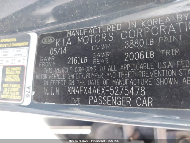 KIA FORTE LX 2015 KNAFX4A6XF5275478 Image 9