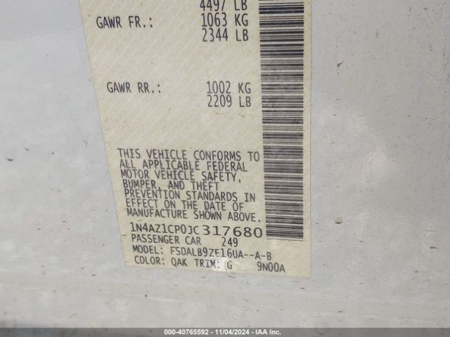1N4AZ1CP0JC317680 Nissan LEAF S