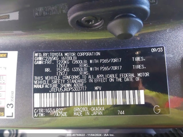 JTEFU5JR0P5303717 Toyota 4runner Sr5 Premium