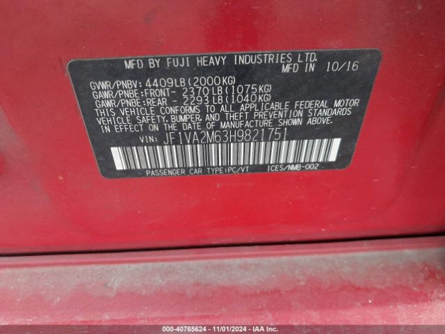 JF1VA2M63H9821751 Subaru Wrx Sti