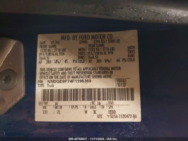 NM0GE9F74F1196369 Ford Transit Connect Xlt