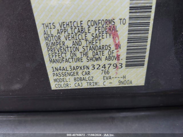 Nissan Altima 2.5 S 2015 1N4AL3APXFN324793 Image 9