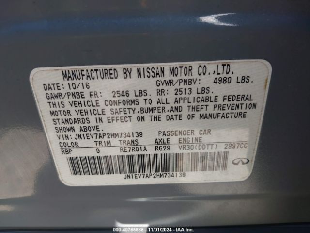 JN1EV7AP2HM734139 Infiniti Q50 3.0t Premium
