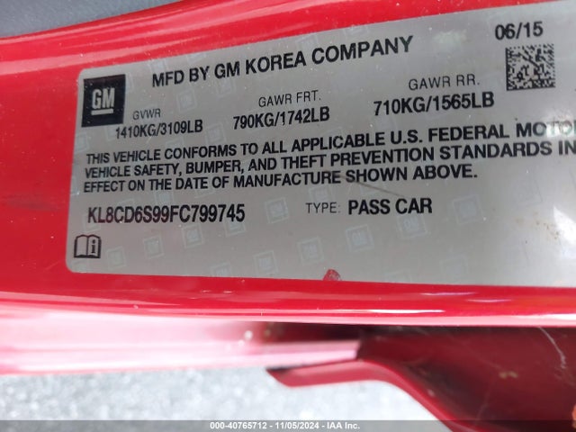 Chevrolet Spark 1lt Cvt 2015 KL8CD6S99FC799745 Image 9