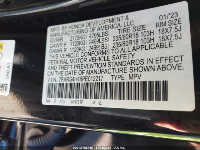 7FARS4H46PE012217 Honda Cr-v Ex Awd