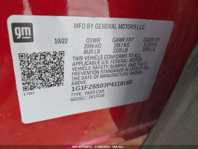 1G1FZ6S03P4118166 Chevrolet Bolt Euv Fwd Premier