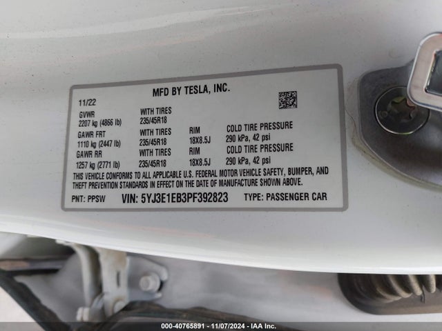 2023 TESLA MODEL 3 5YJ3E1EB3PF392823 Photo 8