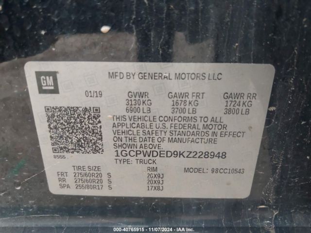 1GCPWDED9KZ228948 Chevrolet Silverado 1500 Rst