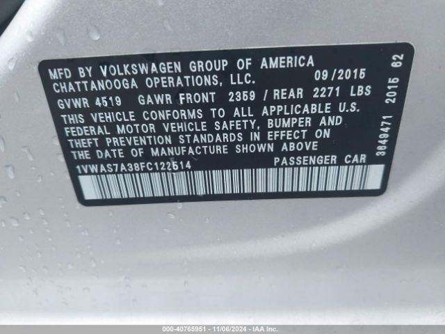 1VWAS7A38FC122514 Volkswagen Passat 1.8t Limited Edition