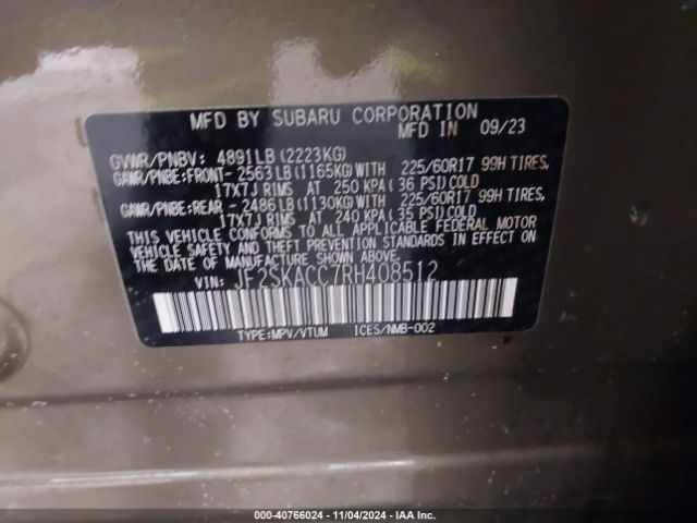 JF2SKACC7RH408512 Subaru Forester Premium