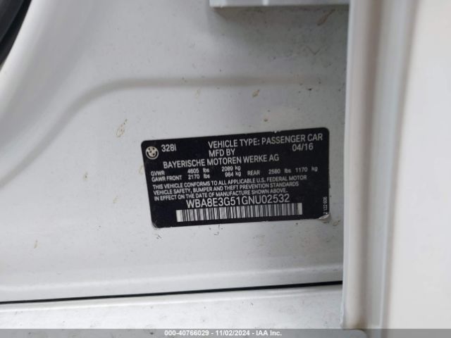 WBA8E3G51GNU02532 BMW 328i Xdrive