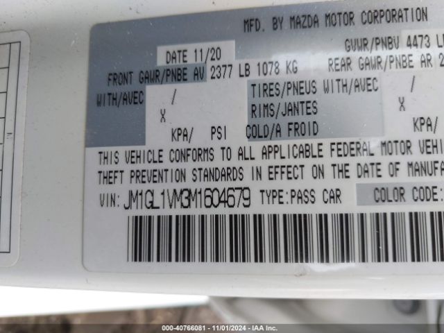JM1GL1VM3M1604679 Mazda Mazda6 Touring